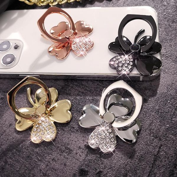 

cell phone mounts & holders mobile ring buckle bracket diamond female creative lucky four-leaf clover metal finger huawei