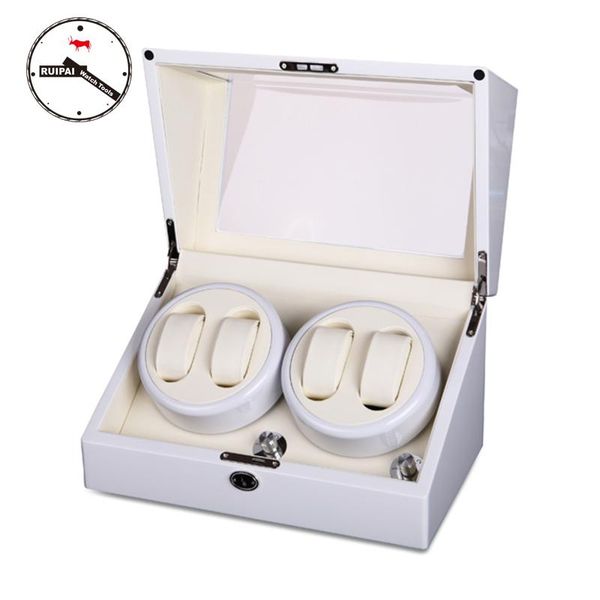 

watch winders high-end 4+0 bb type full white winder box glossy wooden 4 seats 5 modes, Black