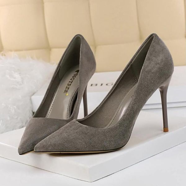 

dress shoes eoeodoit fashion flock heels women 9 cm high stiletto thin party office lady pumps pointed toe, Black