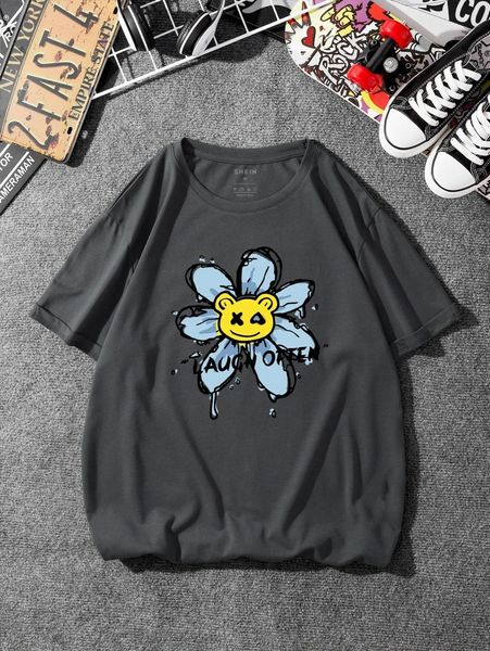 

men letter & cartoon graphic tee y7qn#, White;black