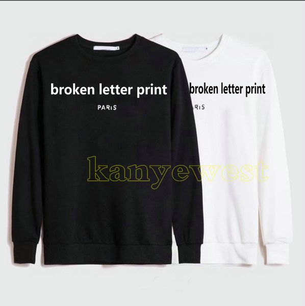 

2021 paris luxury europe mens broken letter print hoodies fashion womens pullover sweatshirt women hoody designer jumpers, Black