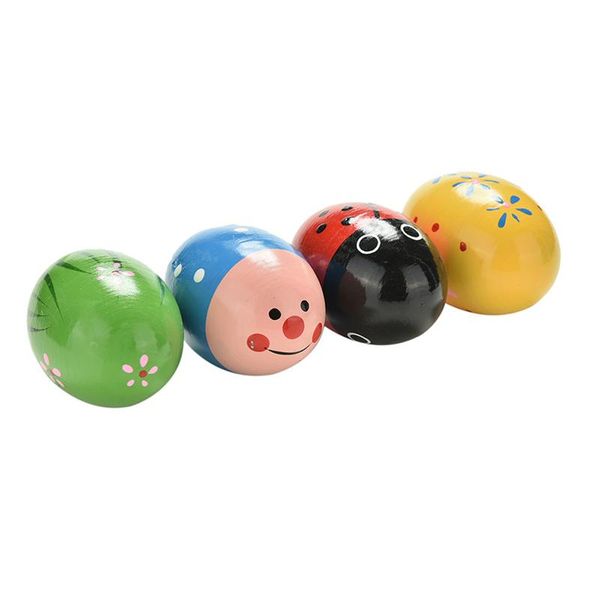 

2021 rattles wooden color large cartoon egg sand ball early education toy