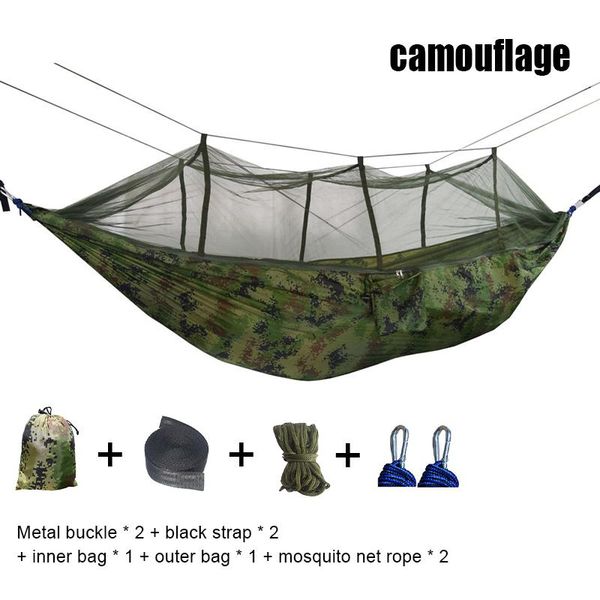 

camp furniture 1-2 person portable outdoor camping travel hammock with mosquito net high strength parachute home garden hanging swing