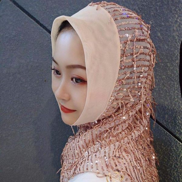 

novelty moslem wears sequins tassels easy women hijabs ethnic clothing, Red