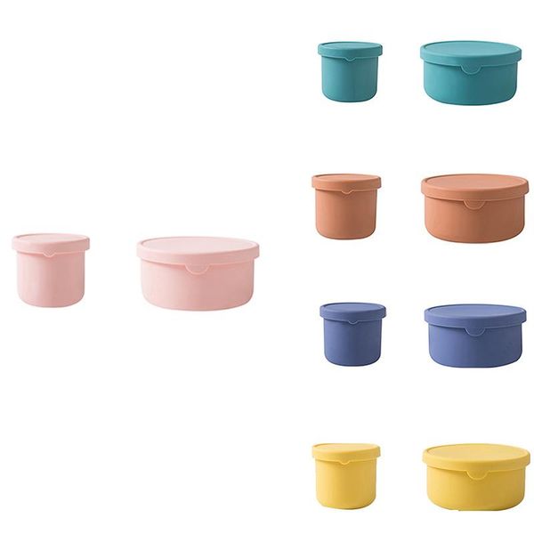 

storage bottles & jars 2pcs sealed lid silicone food container for kitchen lunch box meal