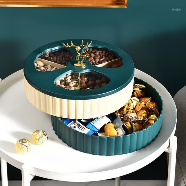 

storage bottles & jars nordic 3d elk compartment plate home living room coffee table candy tray melon and fruit division dried
