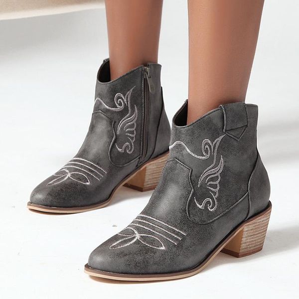 

boots autumn winter warm women high heels platform famale pu zipper short square casual ankle botas de mujer, Black