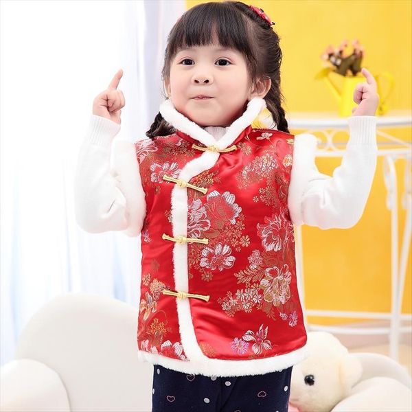 

baby girls quilted coats festival waistcoat girl down jacket chi pao chinese children qipao outerwear thick outfits vest, Camo