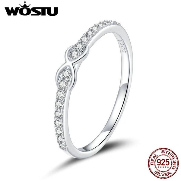 

cluster rings wostu fashion 925 sterling silver infinity love ring dazzling zircon finger for women jewelry cqr691, Golden;silver