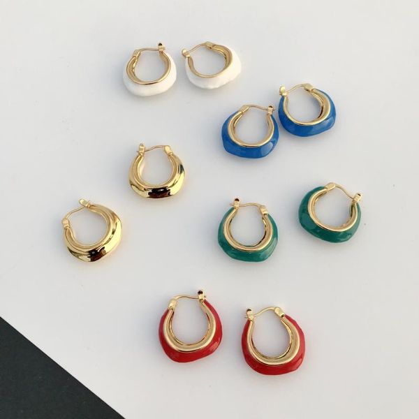 

hoop & huggie woman enamel gold earring, Golden;silver