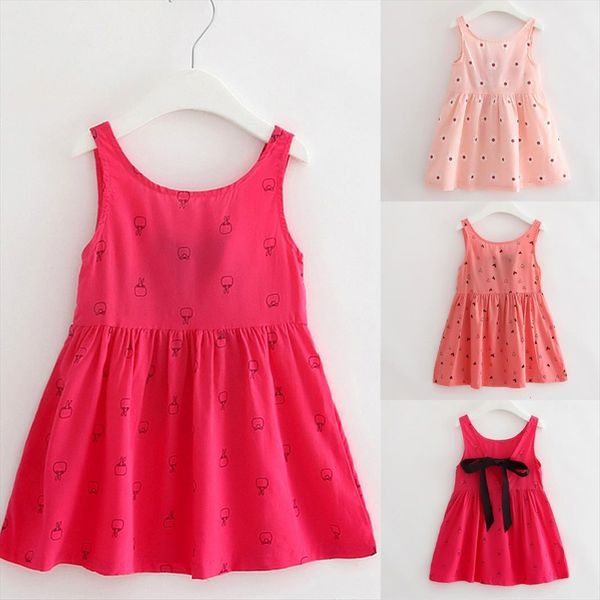 

toddler children baby girls clothes girl dress kids bowknot floral sleeveless casual princess dresse clothing, Red;yellow