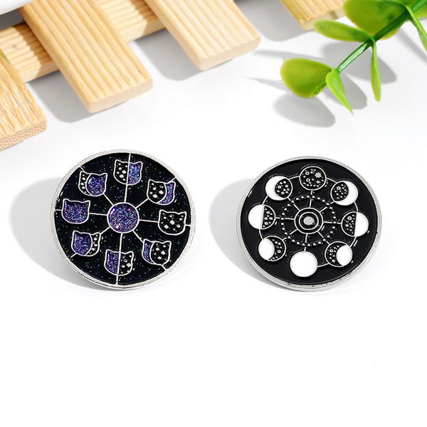 

starry sky enamel brooch pin space badge night moon phase mercury planet constellation astronaut vast universe jewelry lapel brooches, Gray