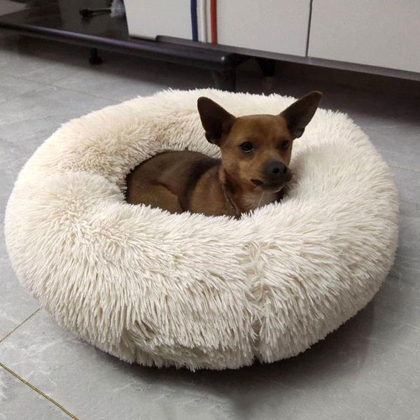 

cat beds & furniture pet dog bed sofa round plush mat kennel fluffy house winter warm comfortable sleeping cushion washable puppy