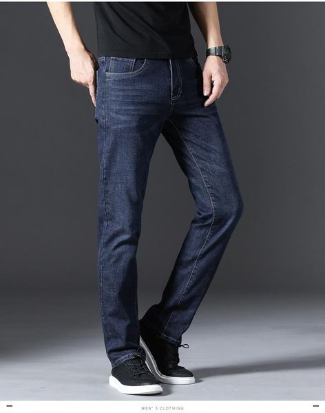 

fashion men's blue casual pants loose straight jeans