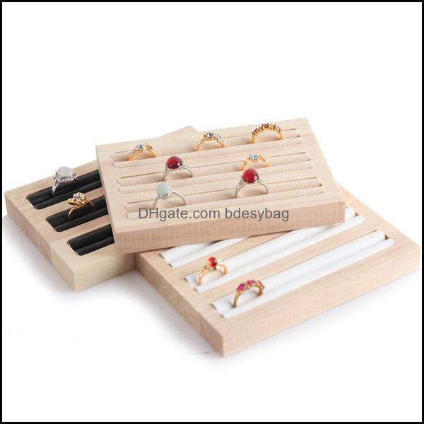 

jewelry stand packaging & display natural bamboo wood rectangar ring earring tray storage counter box drop delivery 2021 hwajd, Black