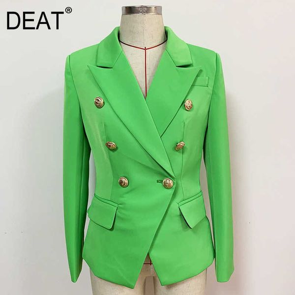 

[deat] spring fashion coat long sleeve solid color single-breasted turn-down collar loose blazer women 13q419 210527, White;black