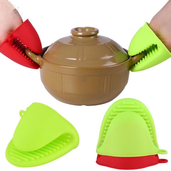 

oven mitts 1pair kitchen silicone heat resistant gloves clips insulation non stick anti-slip pot bowel holder clip