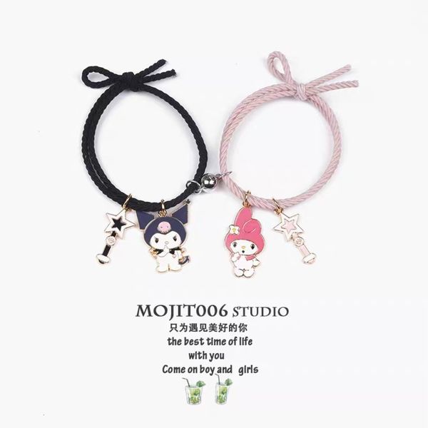 

bracelet e female voice with the cartoon lovers lover sucking small rubber band to send her boyfriend tiktok hand rings, Black
