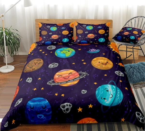 

bedding sets cartoon planets duvet cover set astronaut rocket ship stars kids boys girls space dropship quilt