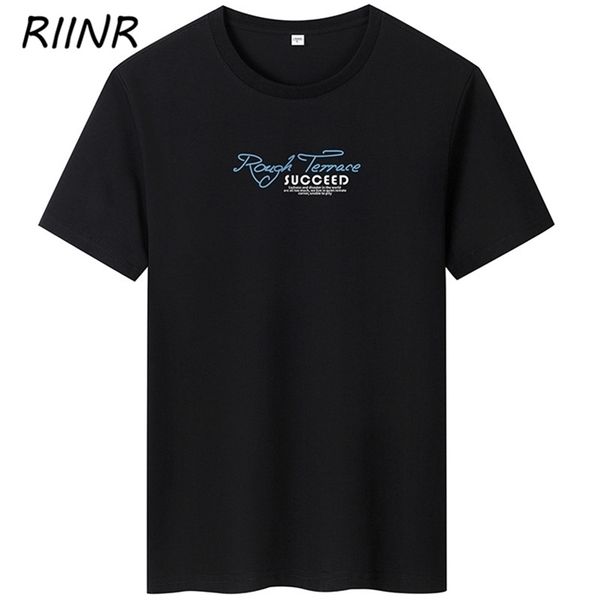 Riinr Summer Arrival English Element Stampa Tinta unita T-Shirt manica corta O-Collo Casual Big Size Uomo S-6XL 210716