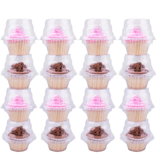 

gift wrap 50 pcs transparent cake box cupcake packing plastic food storage container high quality