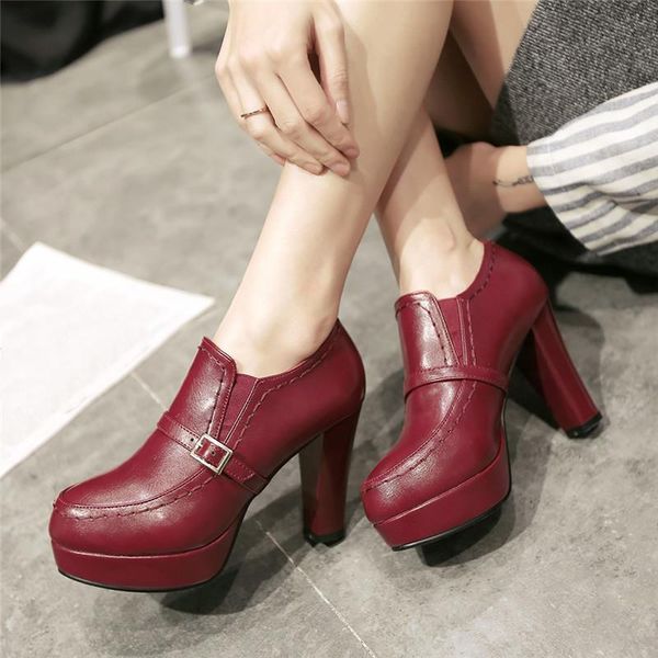 

dress shoes ymechic 2021 autumn winter wine red black platform gothic womens heels slip on high heel pumps women office