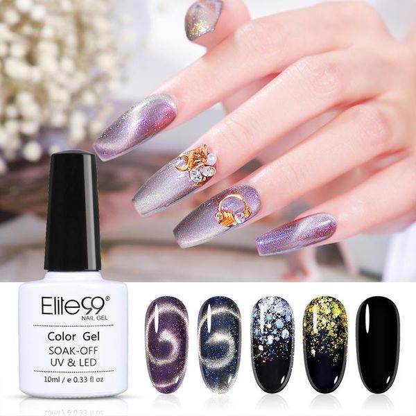 

nail art kits (5pcs)elite99 3d chameleon cat eye auroras gel set 10ml color polish primer effect magnetic soak off varnish black base