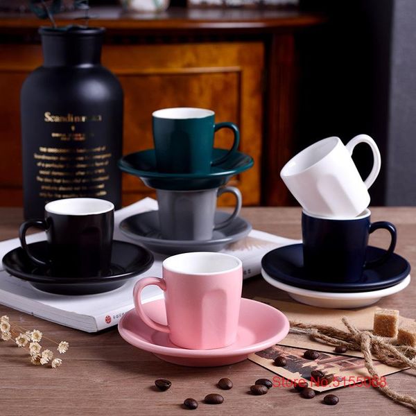 

cups & saucers european classics 80ml jewel color matte espresso coffee mug and saucer set thick italian demitasse cup cafe house s