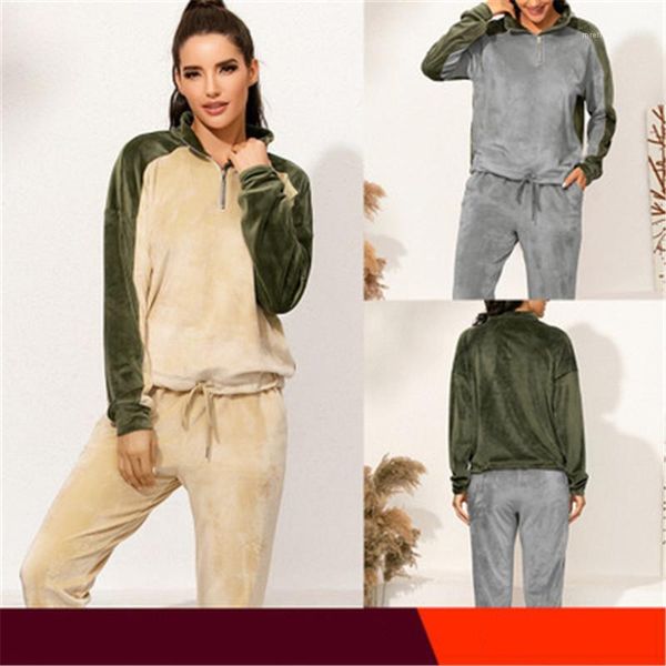 

women's tracksuits suits designer female loose casual sports sets women colorblocked tracksuits fashion trend golden velvet long sleeve, Gray