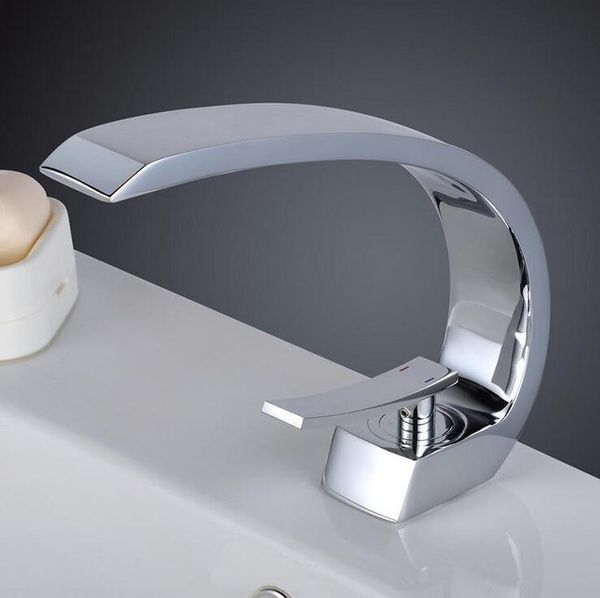 

bathroom sink faucets bend wash basin faucet mixer tap, brass toilet chrome plated, copper water tap