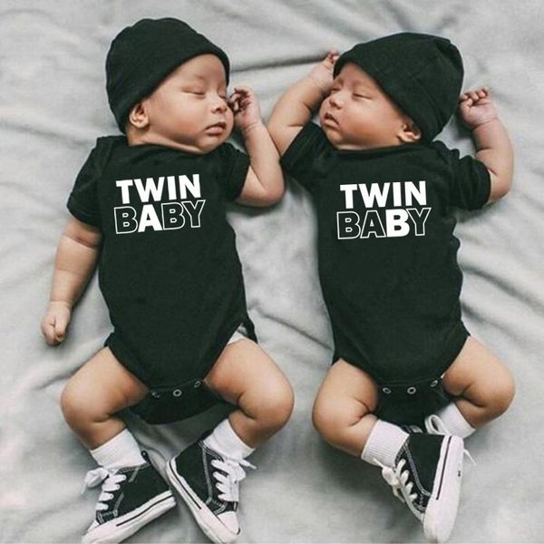

rompers funny twin baby a/b girls boys cotton short sleeve jumpsuit twins bodysuits ropa clothes for 0-24 months, Blue