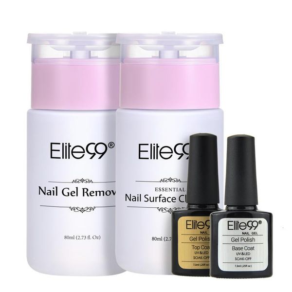 

nail art kits elite99 4 pieces/lot 7.3ml base coat & 80ml gel remover surface cleanser manicure kit set soak off polish