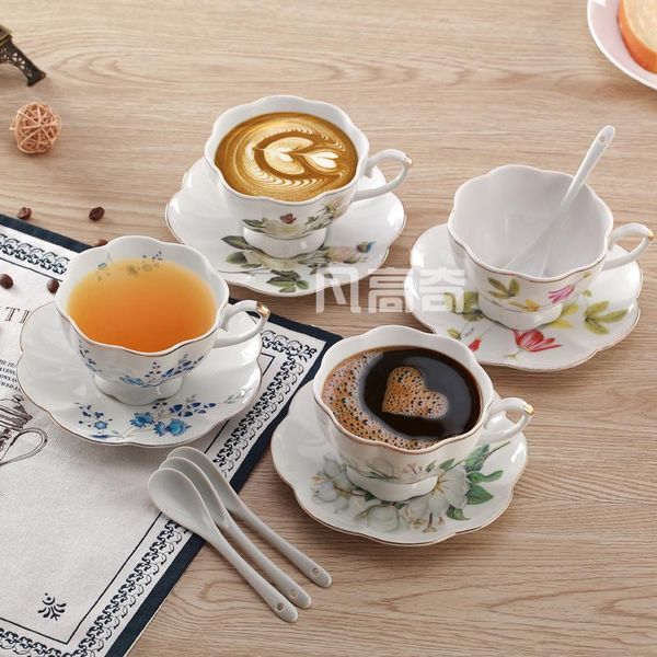 

cups & saucers bone china coffee cup set flower ceramic tea and saucer british afternoon exquisite gift drinkware dd60cs