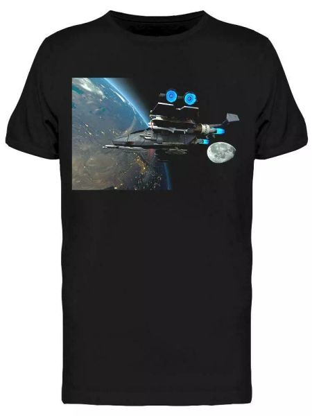 

spaceship orbiting near earth tee men's -image by shutterstock, White;black