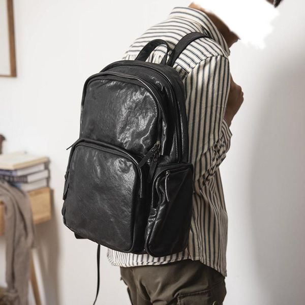

backpack fashion luxurious natural real leather men's and women's general large-capacity leisure outdoor travel bag computer
