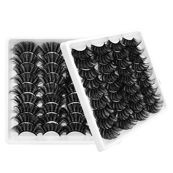 

thick long 11-27mm mink false eyelashes extensions soft light reusable handmade curly crisscross 18 pairs 3d fake lashes set makeup for eyes