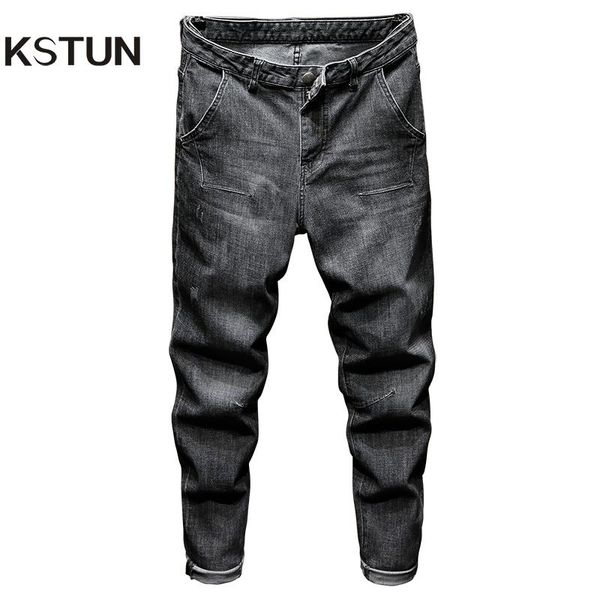 

men's jeans kstun relaxed tapered men black gray loose fit through the hips and thighs but tapers to a slim jean near ankles, Blue