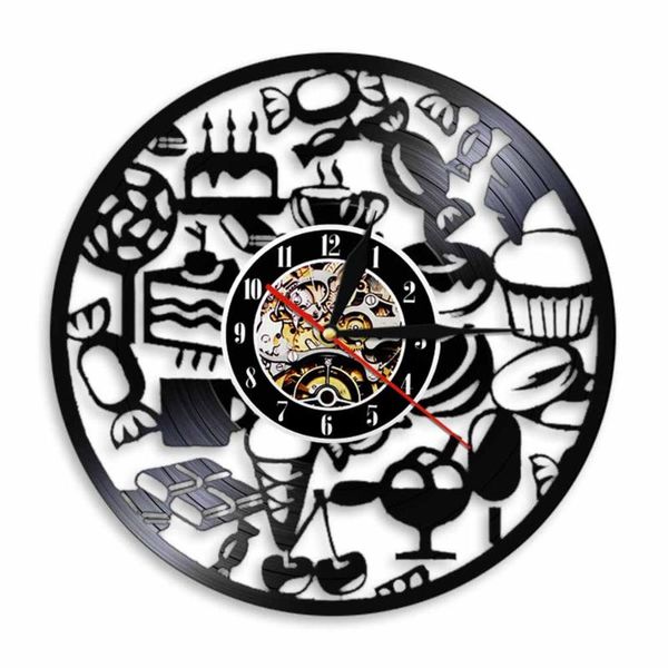 

candy chocolate ice cream record wall clock cakes time sweet foods kitchen hanging decor watch dessert shop gift clocks