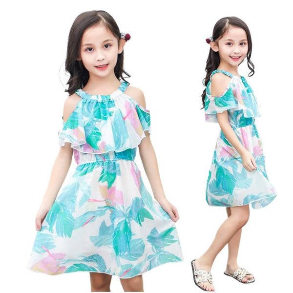 

girl's dresses girl dress 2021 summer floral pattern beach for bohemia children costume girls teen 5 6 7 8 9 10 12 years, Red;yellow