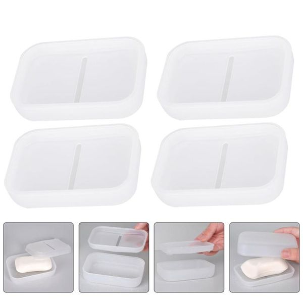 

soap dishes 4pcs exquisite toilet bar dish case bathroom holder box (transparent)