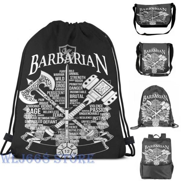 

backpack funny graphic print shoulder bags women rpg class series barbarian - white version single travel men