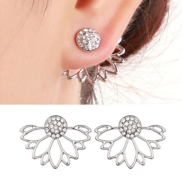

creative hollow out lotus shaped earrings, Silver