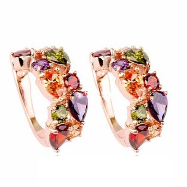 

multicolor fashion jewelry mona lisa quality cz luxury colorful crystal stud earrings for women party girl gift, Golden;silver