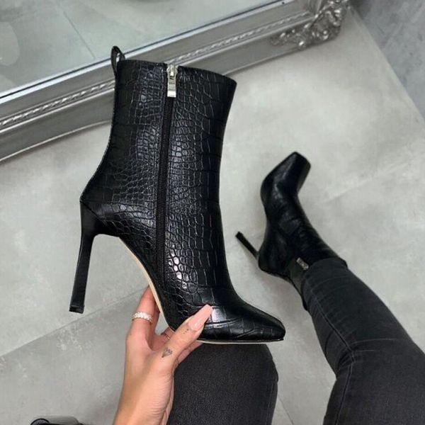 

sandals ankle boots for women square toe fashion shoes autumn winter short zipper high heels ladies brown black eulf