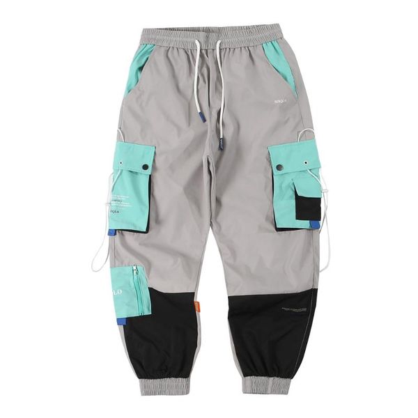 

men's pants 2021 men multi-pocket harem hip trousers streetwear sweatpants hombre male casual fashion cargo jogger, Black