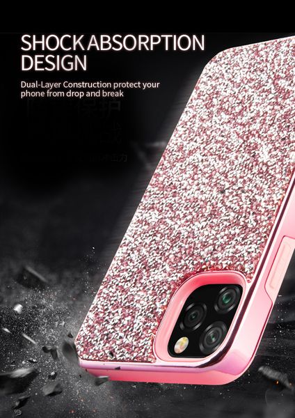 Custodie per cellulari Diamond per iPhone 13 12 11 Pro Max Samsung A30 Note10 S10 Premium Bling 2 in 1 Custodie glitterate di lusso con pacchetto Opp UF781