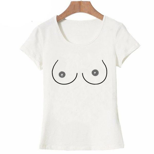 

women's t-shirt big boobs stomach pack abs print t shirt short sleeve summer creative pattern funny female modal novelty tees, White