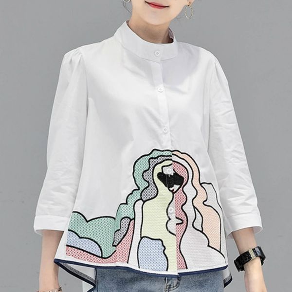 

womens and blouses stand collar blouse women fashion woman blouses embroidery white blouse women shirt blusas c720 210426