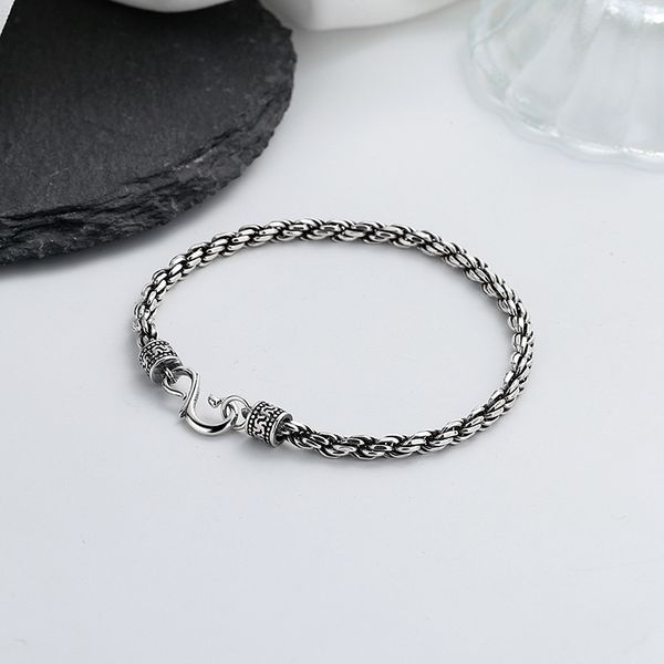 

chaosheng s925 sterling silver twist pattern woven thai silver bracelet simple and versatile hand decoration couple gift, Golden;silver