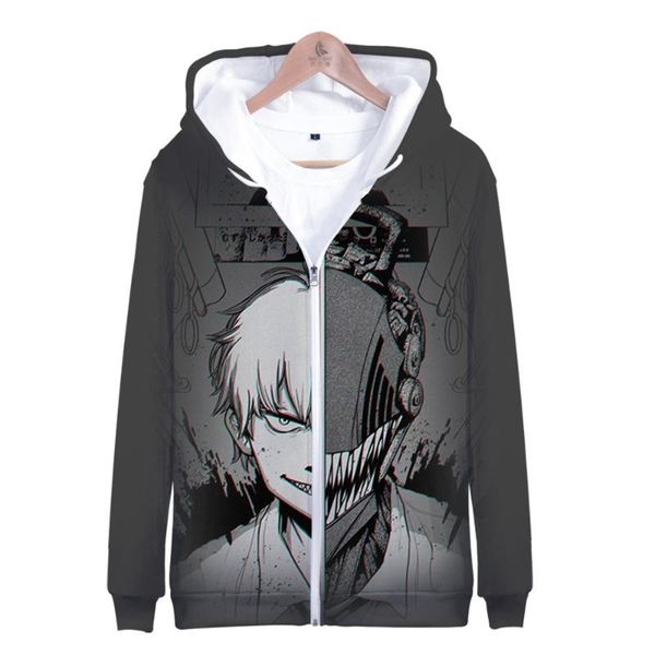 

women's jackets harajuku cool chainsaw man 3d printed zipper hoodies women/men fashion long sleeve sweatshirt streetwear kids casual, Black;brown